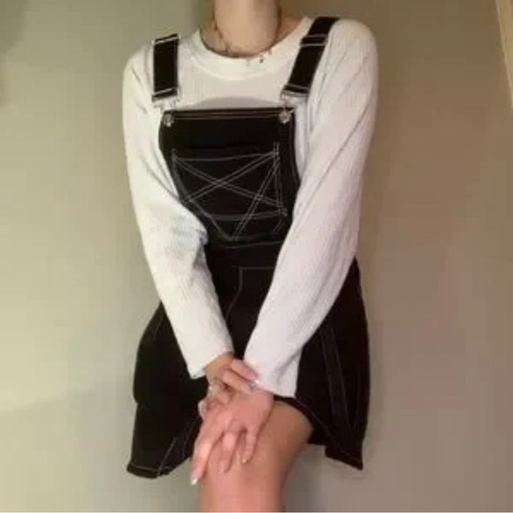 Tripp Royal Bones Overall Schoolgirl Dress Black Goth Pentagram XS NO STRAPS - Picture 2 of 11